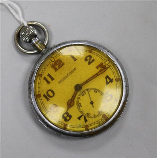 A Jaeger Le Coultre chrome cased military pocket watch,